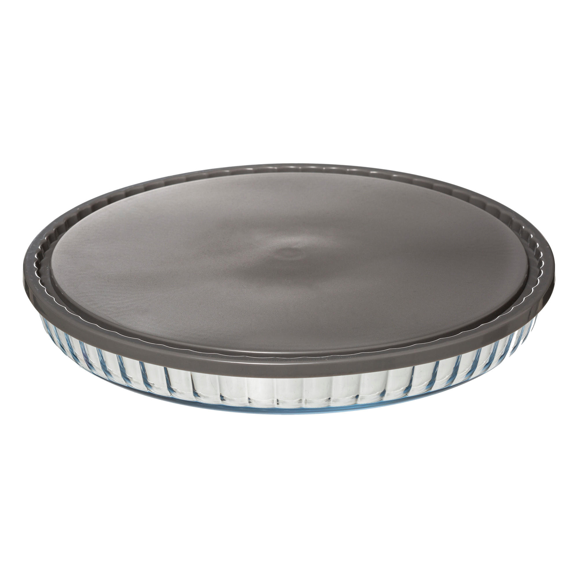 OBSTKUCHENFORM aus Glas mit Deckel 31/31/3,8 cm - Grau, Glas (31/3.8/31cm) - 5five Simply Smart