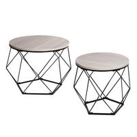 COUCHTISCH-SET rund Eiche Grau Dekor - Silbereichenfarben, Holz (52/52/42cm) - MCW