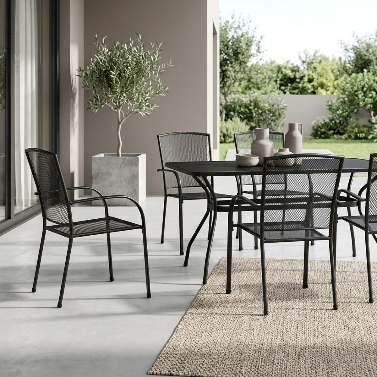BISTROTISCH Glasgow - 70x70cm - aus Streckmetall pulverbeschichtet dunkelgrau - Grau, Metall (70/70/72cm) - TPFGarden