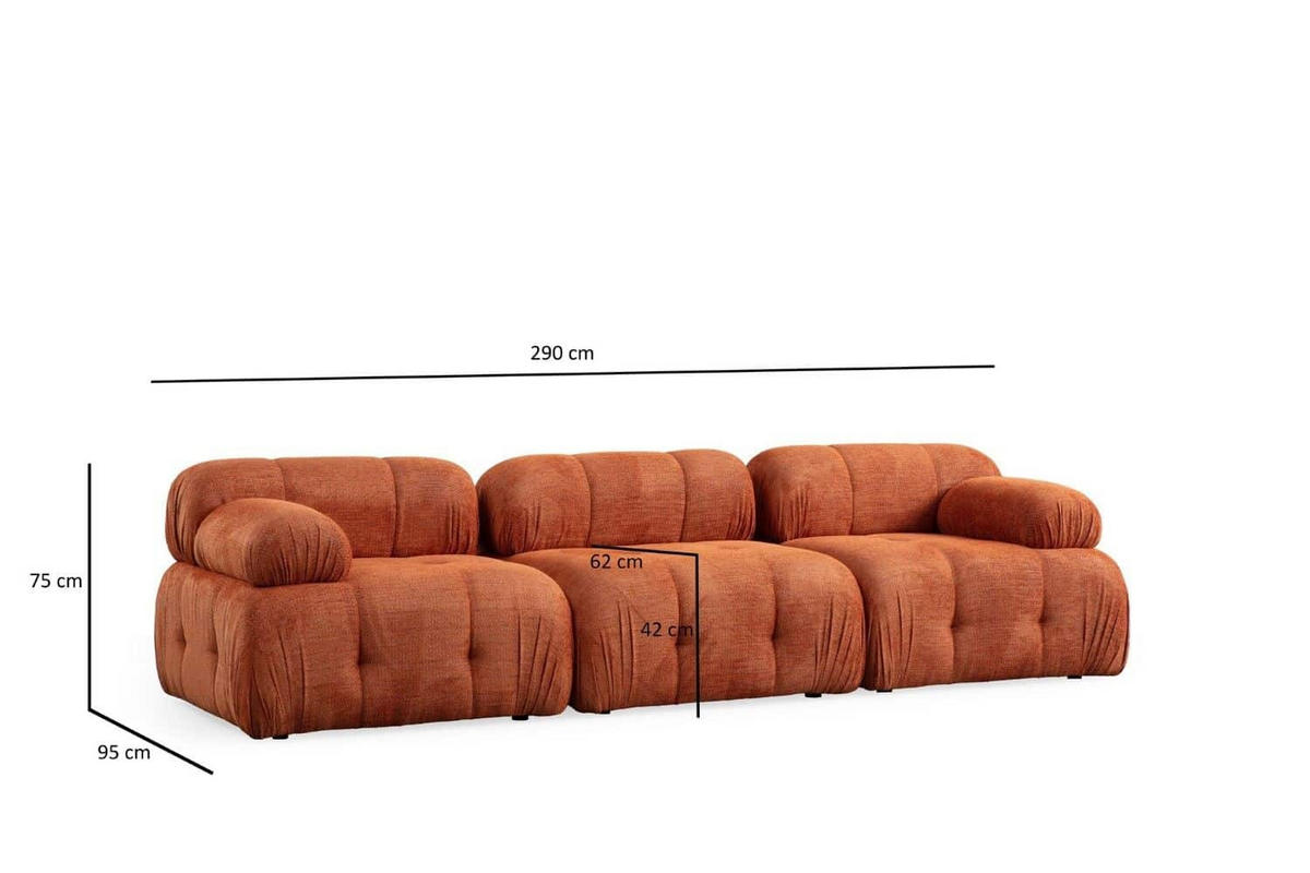 ECKSOFA inklusive Hocker - Schwarz/Orange, Holz/Kunststoff (290/160cm) - myHomelando