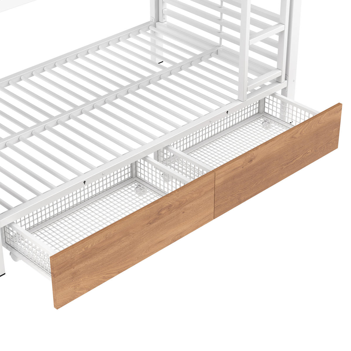 ETAGENBETT 90/200 cm mit LED und Schubladen, DE-41971, in Weiß - Weiß, Metall (90/200cm) - ComfortXL