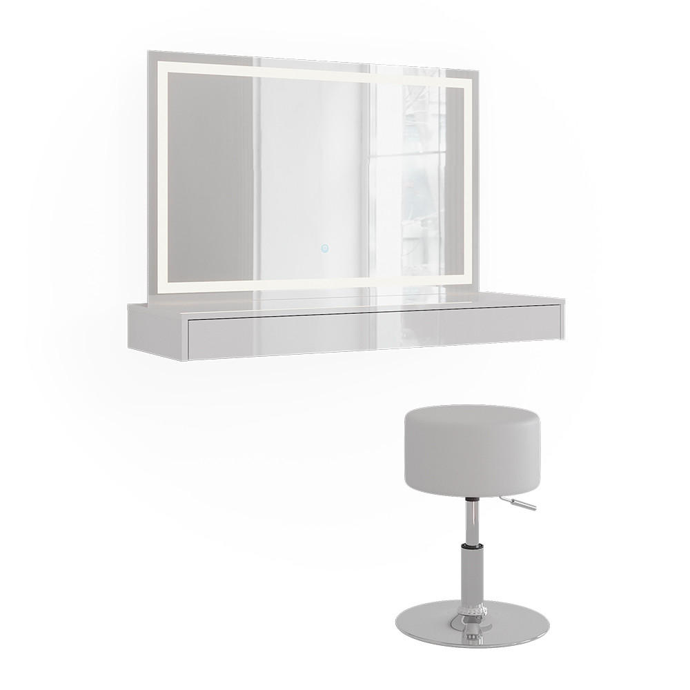 MASUTA DE TOALETA Sherry, Alb, 120 cm cu oglinda LED si taburet