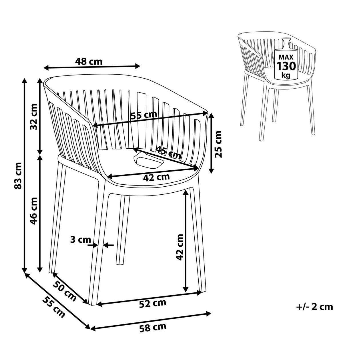 ESSZIMMERSTUHL Weiß Dallas - Weiß, Kunststoff (58/83/55cm) - Beliani