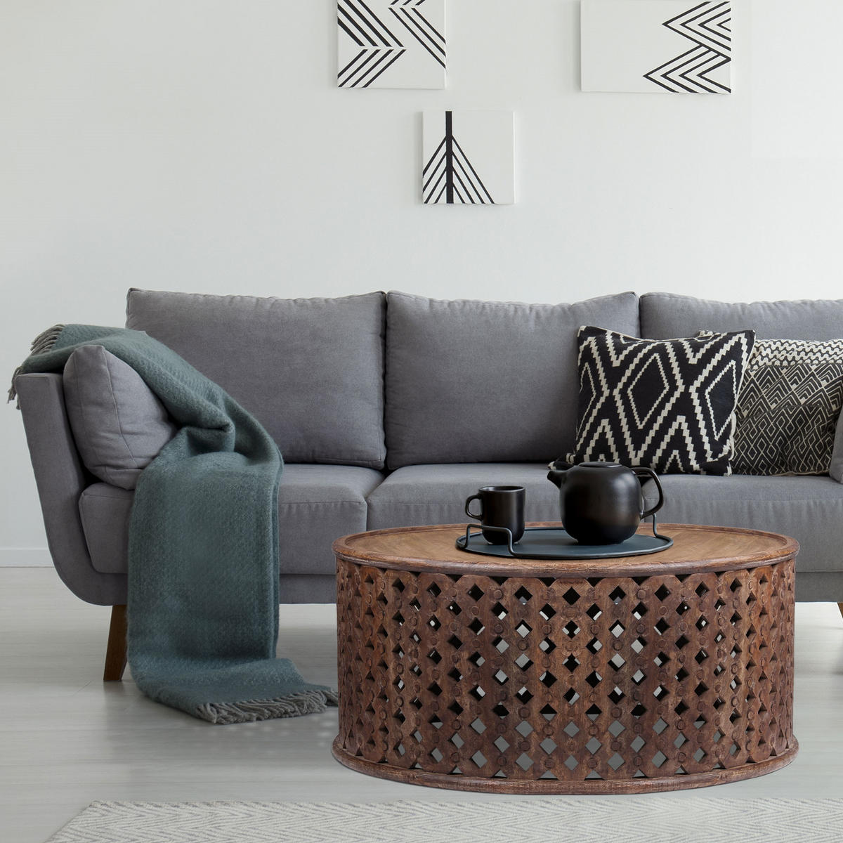 COUCHTISCH rund Braun Ø 100/45 cm - Braun, Holz (100/45/100cm) - WOMO-DESIGN