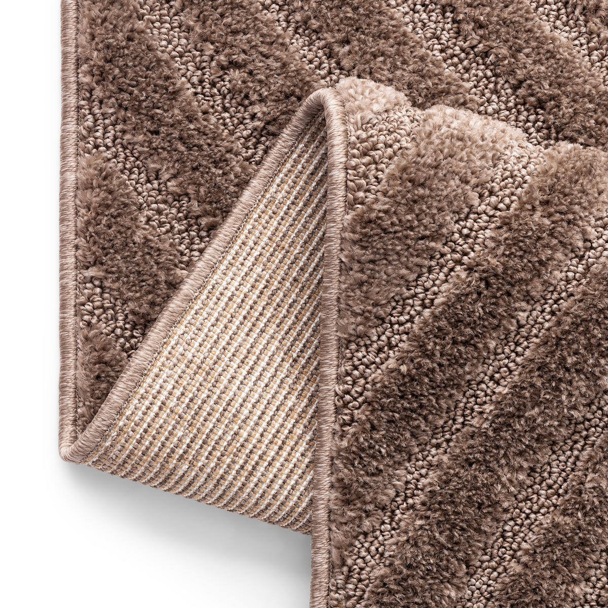 KURZFLORTEPPICH LINEA taupe Bogenmuster 3D-Struktur 140/200 cm - Taupe, Textil (140/200cm) - Tapiso