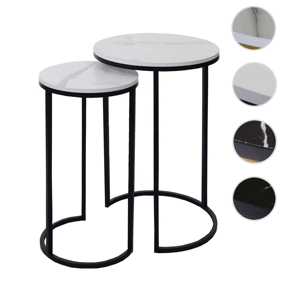 BEISTELLTISCH rund Weiß, Schwarz 2er-Set - Schwarz/Weiß, Holzwerkstoff (40/40/64cm) - MCW