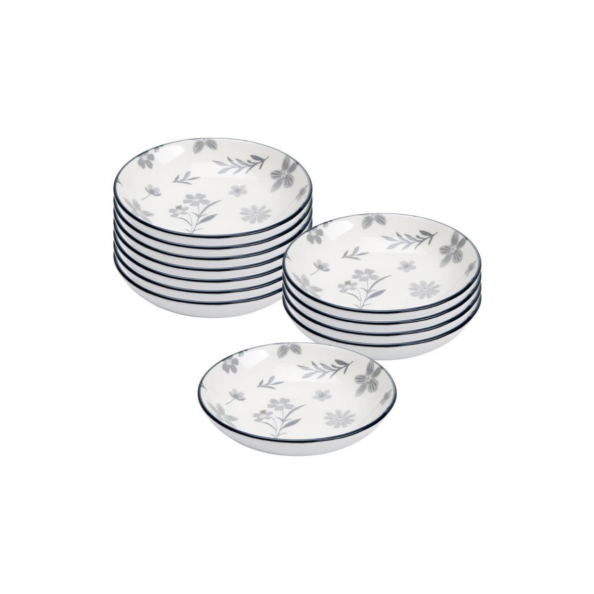 DIPSCHALEN Sendai Blume grau ø 10,3 cm 12er Set - Grau, Keramik (10.3cm) - Ritzenhoff Breker