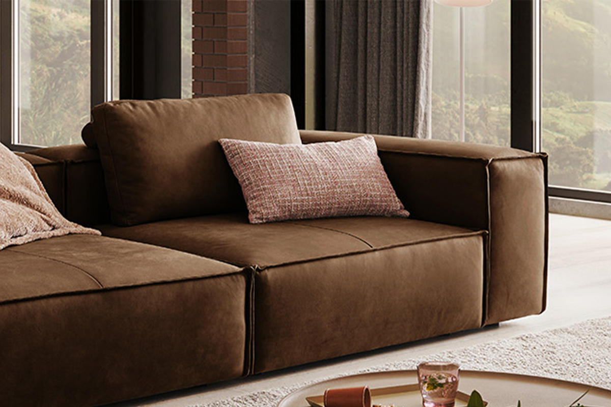 SOFA CARMO Braun Leder - Dunkelbraun/Schwarz, Leder/Kunststoff (266/68/118cm) - KAWOLA