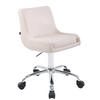 HOCKER Lederlook weiß - Chromfarben/Weiß, Textil/Metall (43/76/50cm) - CLP