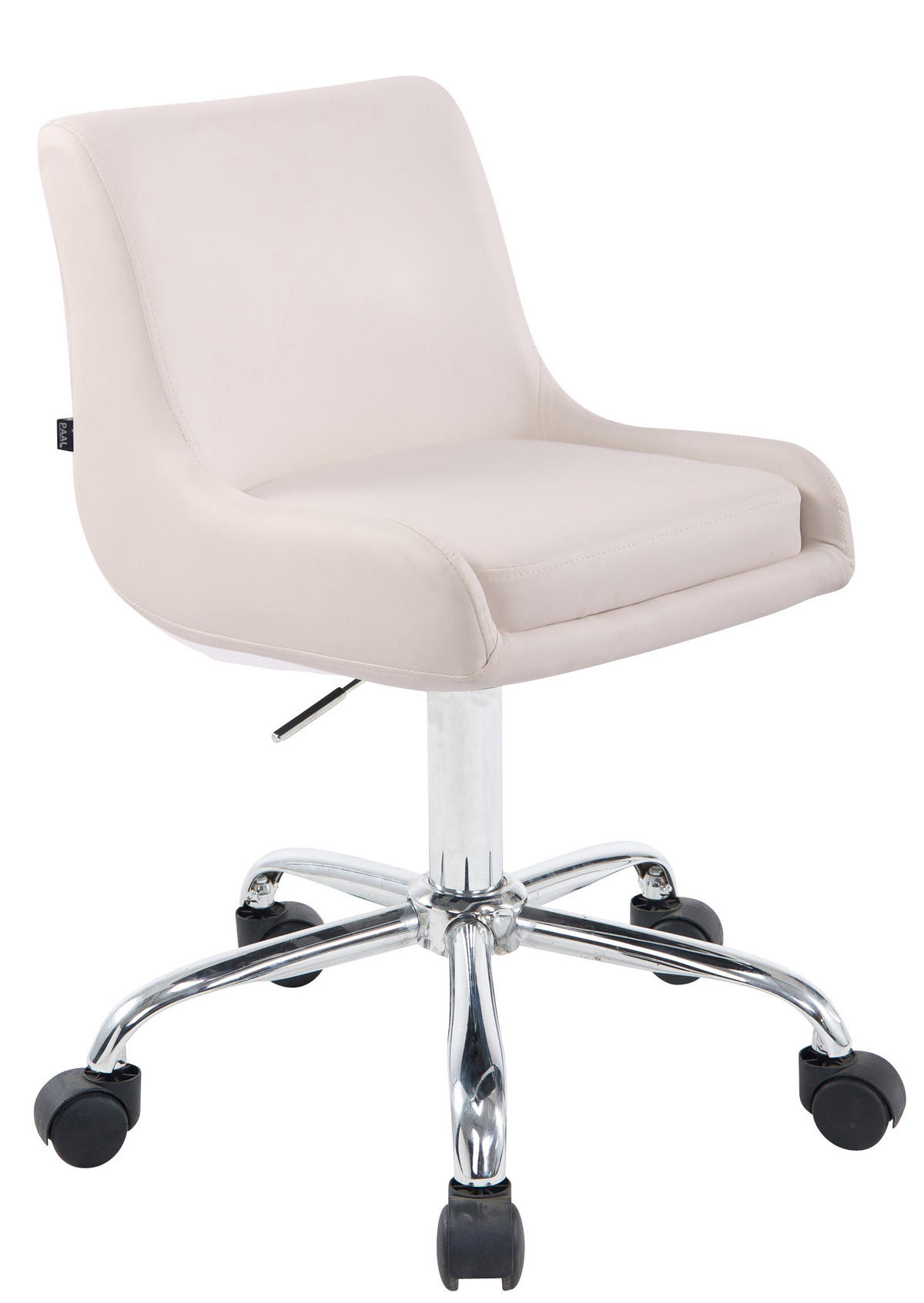HOCKER Lederlook weiß - Chromfarben/Weiß, Textil/Metall (43/76/50cm) - CLP