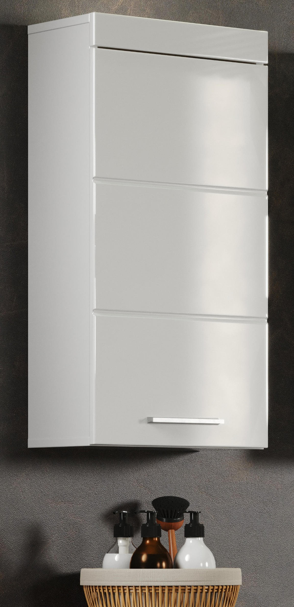 HÄNGESCHRANK weiß Hochglanz 37 x 77 cm, Badschrank hängend - Weiß, Holzwerkstoff/Kunststoff (37/77/23cm) - Top.Furn