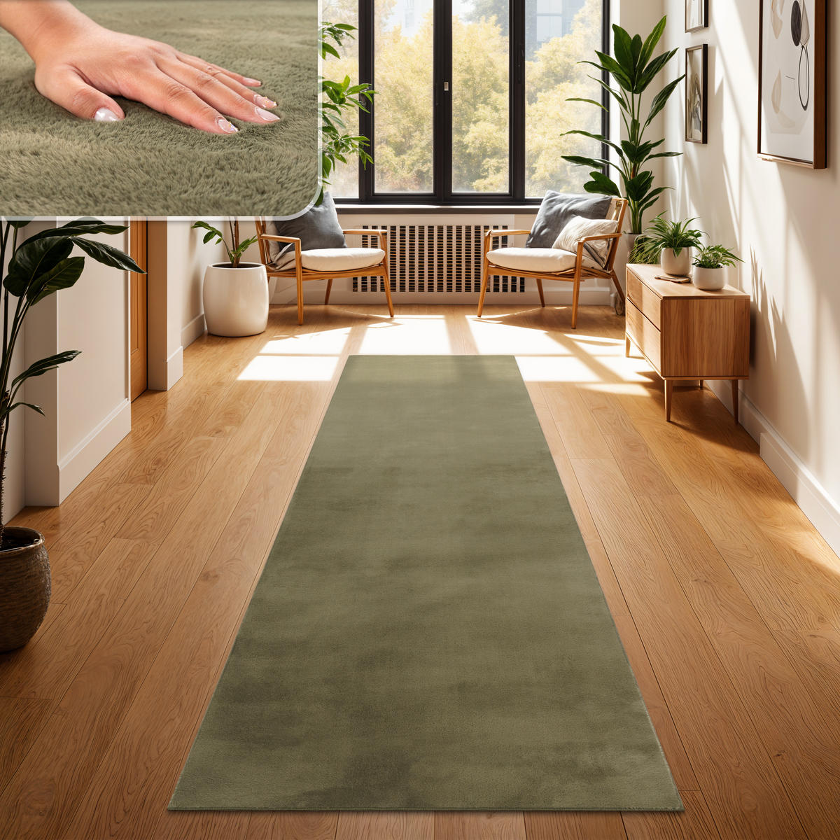 HOCHFLORTEPPICH 80/300 cm Soft 380 - Grün, Textil (80/300cm) - Paco Home