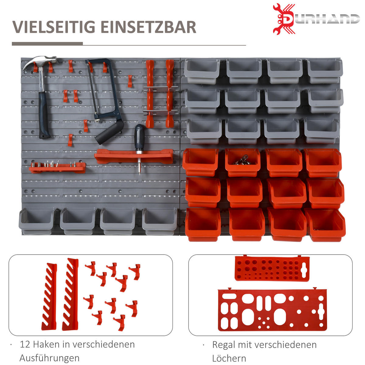 WERKZEUGWAND PP, Rot - Rot, Kunststoff (22/95/54cm) - DURHAND