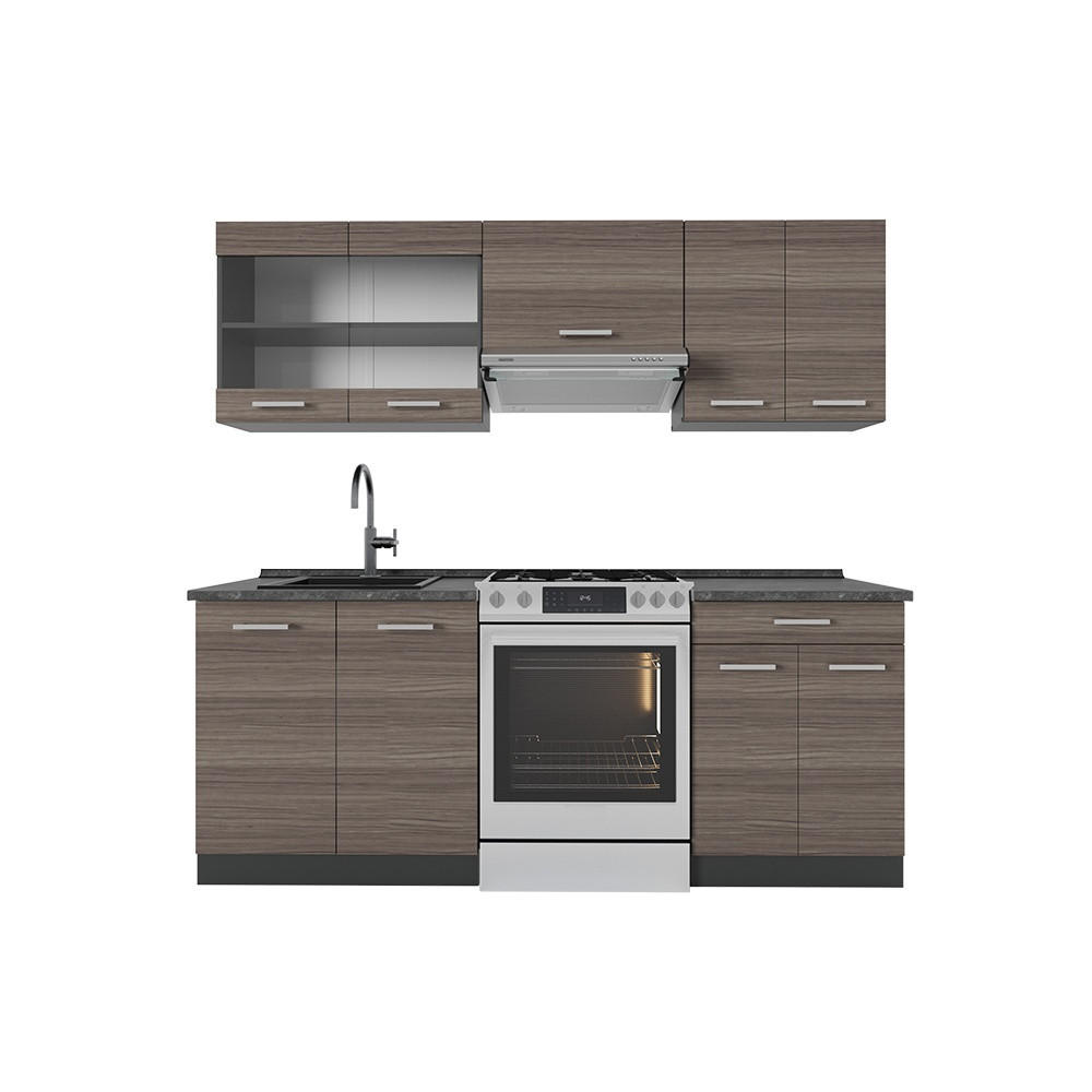 KUHINJSKI BLOK R-Line Plemenita siva/antracitna 200 cm , DP Antracit - siva/antracit, leseni material (200/81.6/60cm) - Vicco