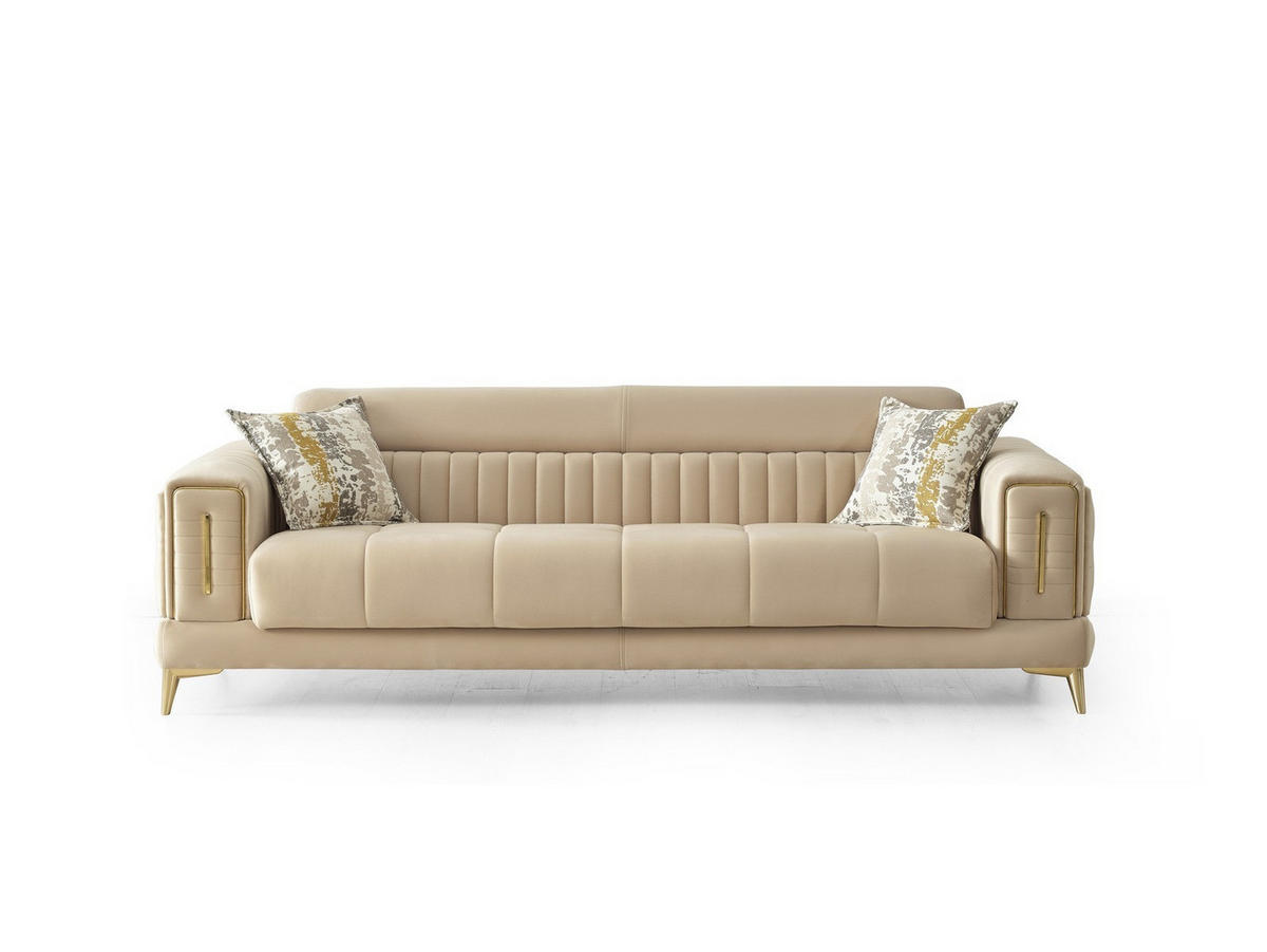 SITZGARNITUR Arica, Beige Stellvariante 3+3 - Beige, Holzwerkstoff/Kunststoff (240/80/95cm)