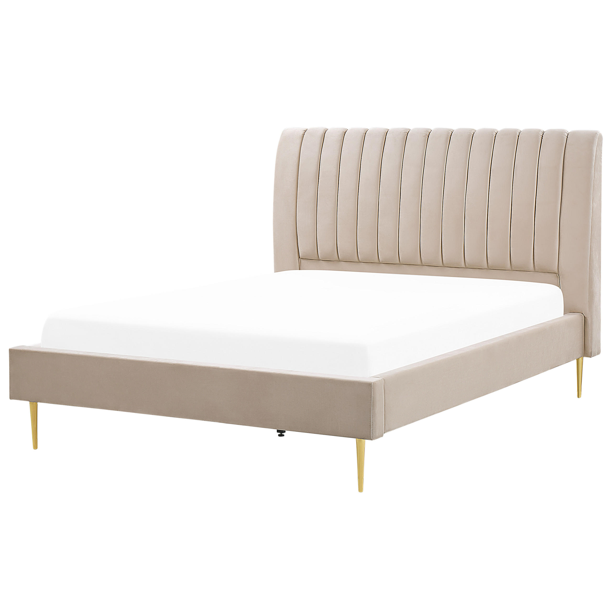POLSTERBETT 160/200cm Sandbeige Marville - Beige, Textil (160/200cm) - Beliani