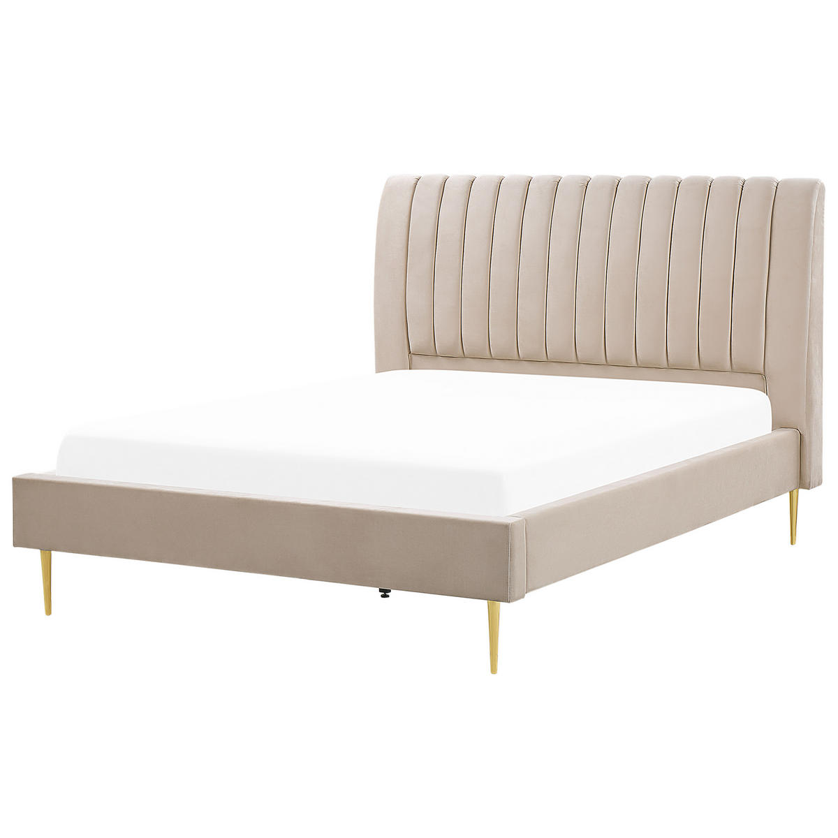 POLSTERBETT 160/200cm Sandbeige Marville - Beige, Textil (160/200cm) - Beliani