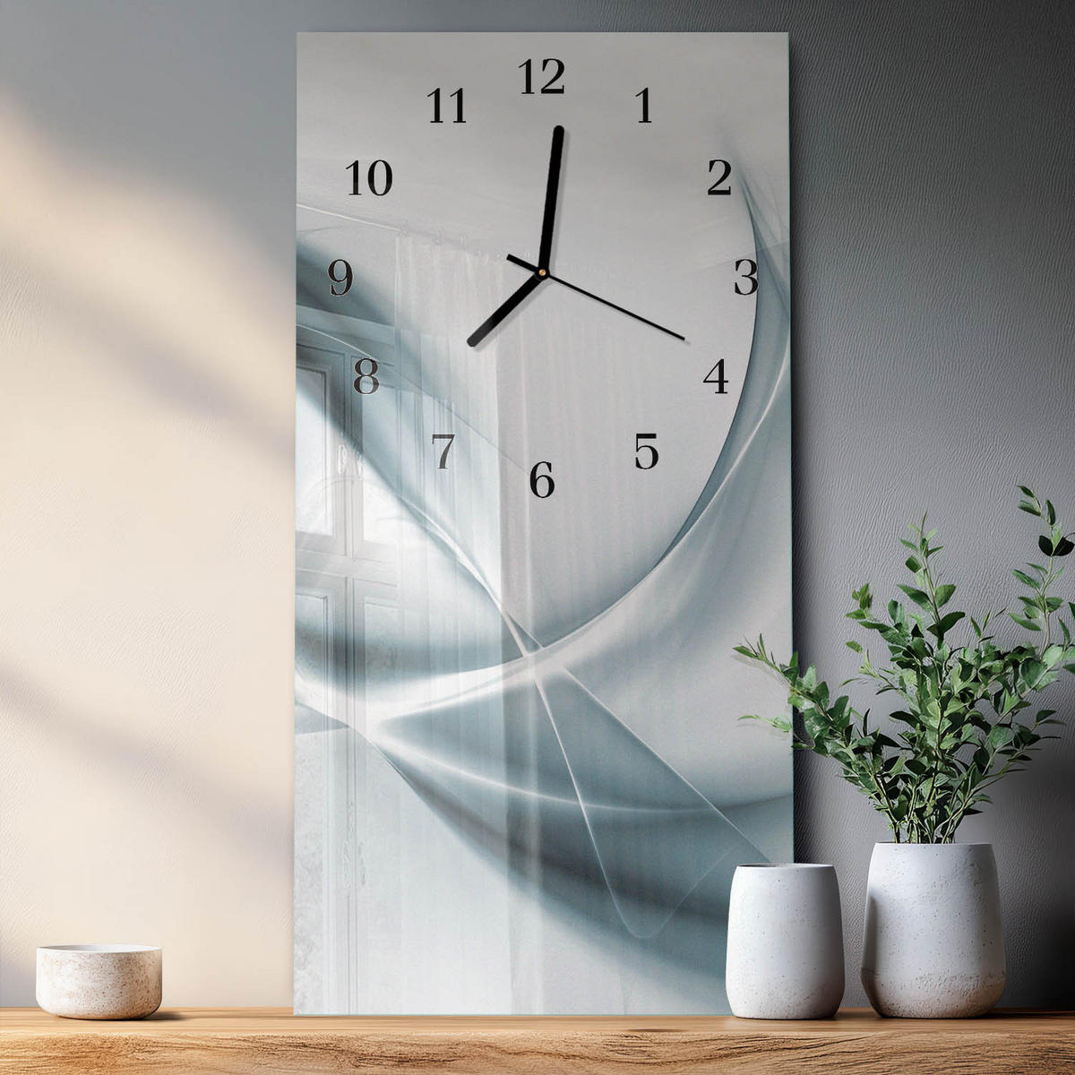 WANDUHR 60x30 cm - Vanille mit Zitrone - Silberfarben, Glas (30/60/0.4cm) - TULUP