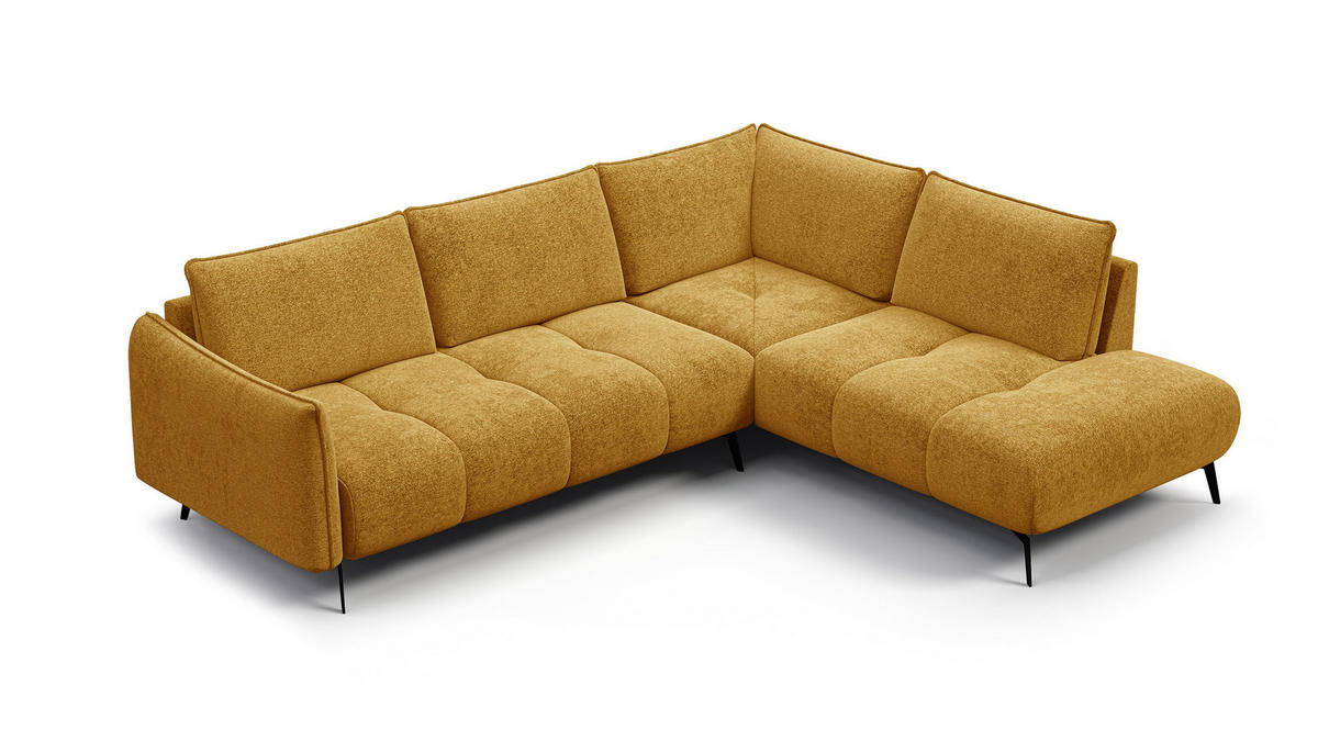ECKSOFA AERA 5-Sitzer rechts, gelb - Gelb/Schwarz, Holz/Textil (268/206cm) - Courtois Laville