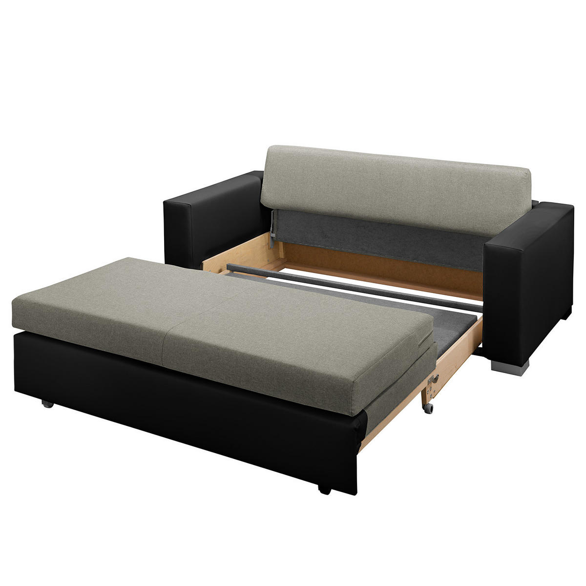 SCHLAFSOFA - Silberfarben/Schwarz, Kunststoff/Textil (173/90/90cm) - home24