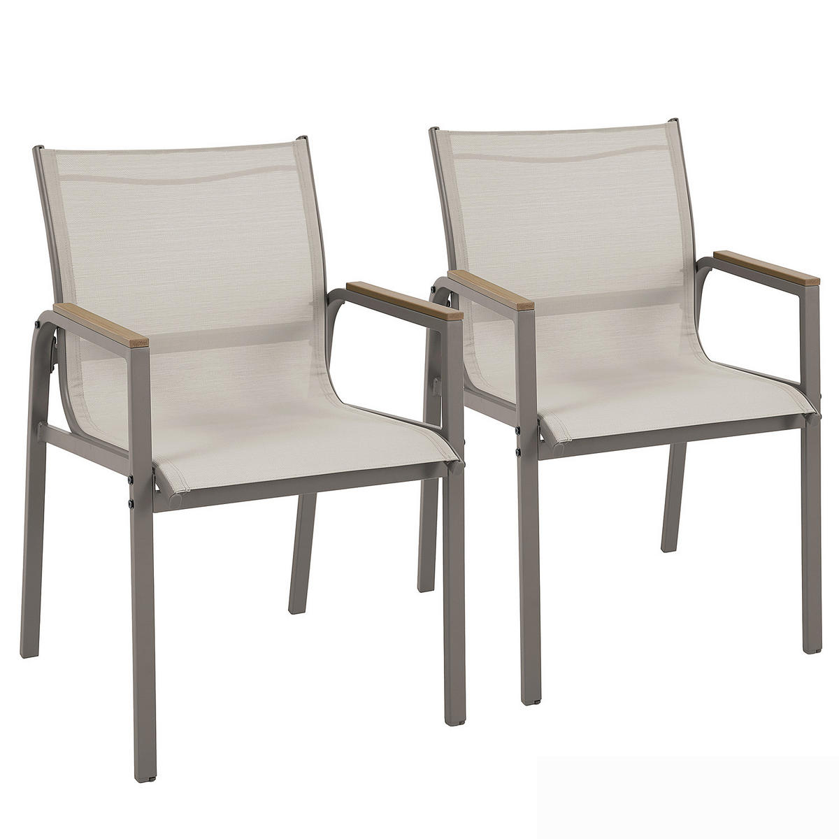 GARTENESSGRUPPE - 7-teilig - Stahl / Glas / Olefin - Taupe, Glas/Textil - home24
