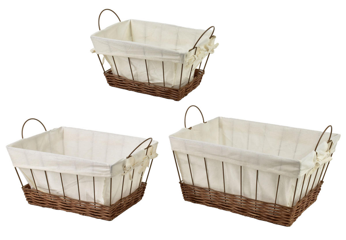 BROTKORB Will 3er Set Braun 40x30x20 cm Metall - Braun, Metall (30/20/40cm) - Mondex