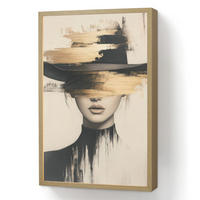 NÁSTĚNNÁ LAMPA S AKUMULÁTOREM Žena - klobouk - barva 40x60 cm - krémová, kompozitní dřevo (40/60/8cm) - OnlyWow