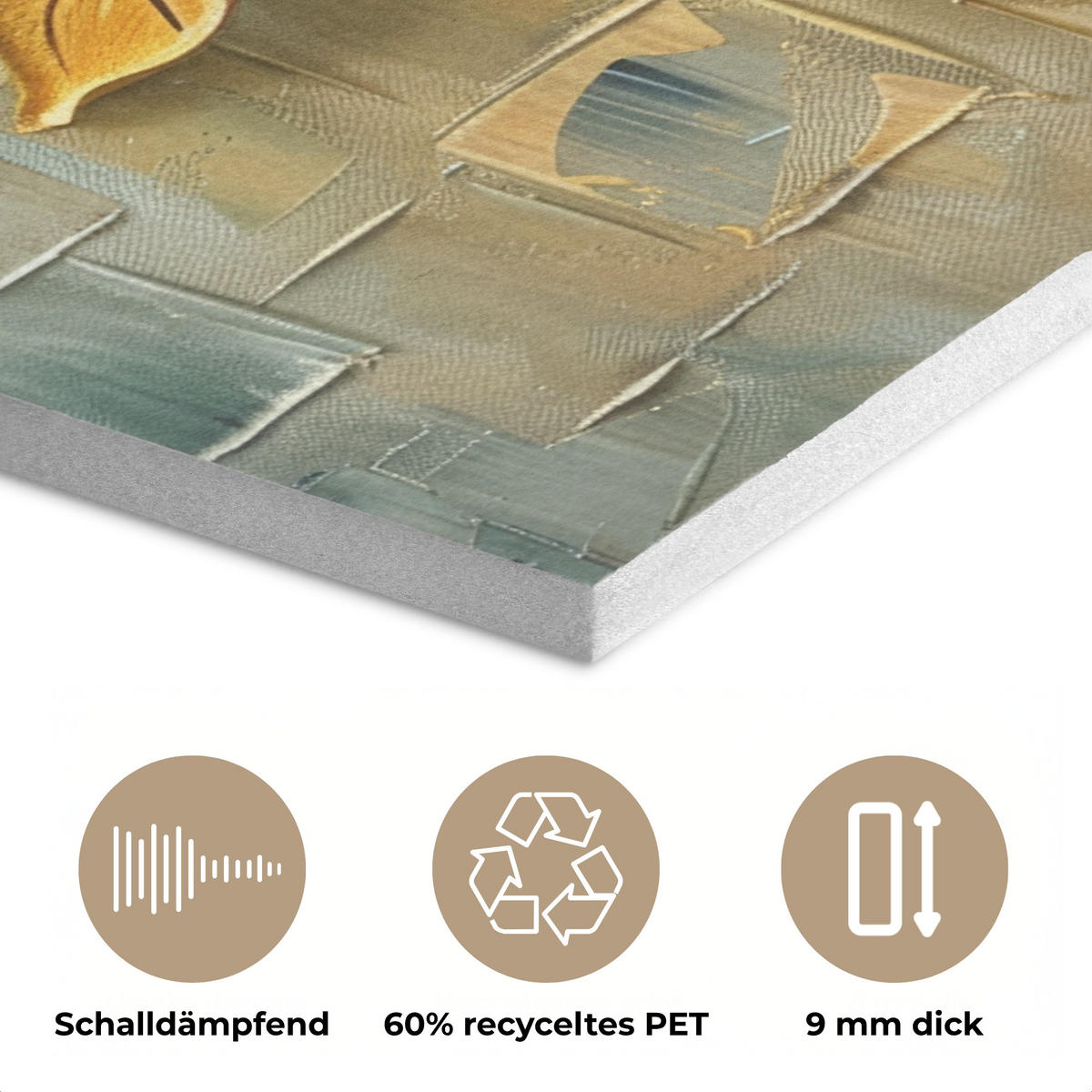 AKUSTIKPANEEL Baum - Abstrakt - Natur - Kunst 70x100 cm - Goldfarben, Textil (70/0.9/100cm) - MuchoWow