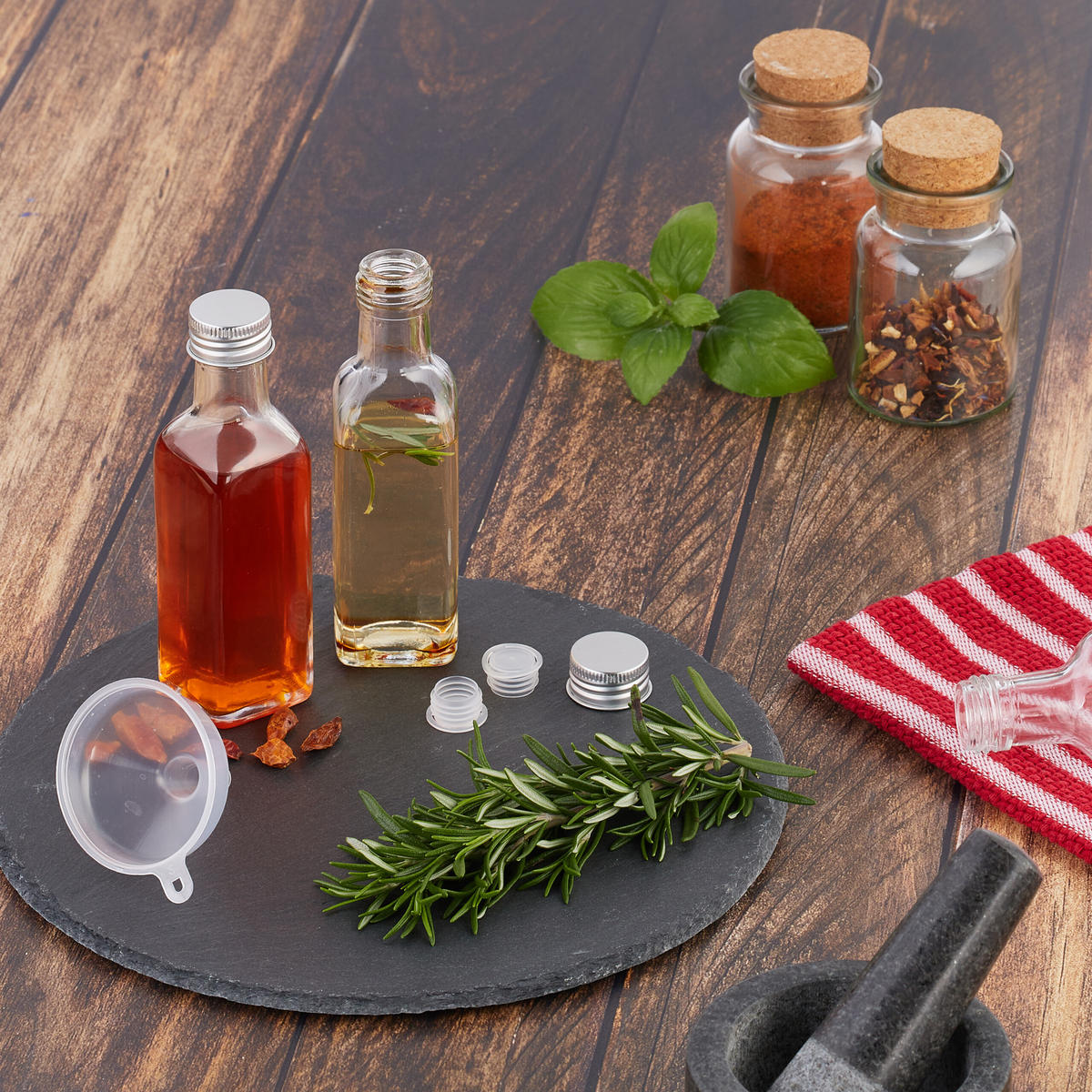 FLASCHEN Set - Transparent, Glas/Kunststoff (4/14/4cm) - Relaxdays