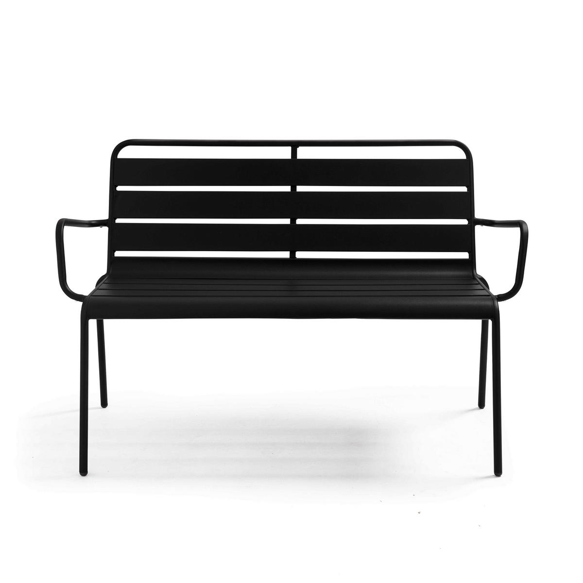 GARTENBANK, Schwarz - Schwarz, Metall (55/85/126cm) - Oviala