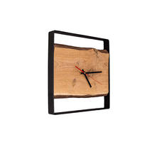 WANDUHR - Eiche / schwarzer Metallrahmen - 37 x 37 x 4cm - Naturfarben, Holz (37/37/4cm) - holz4home