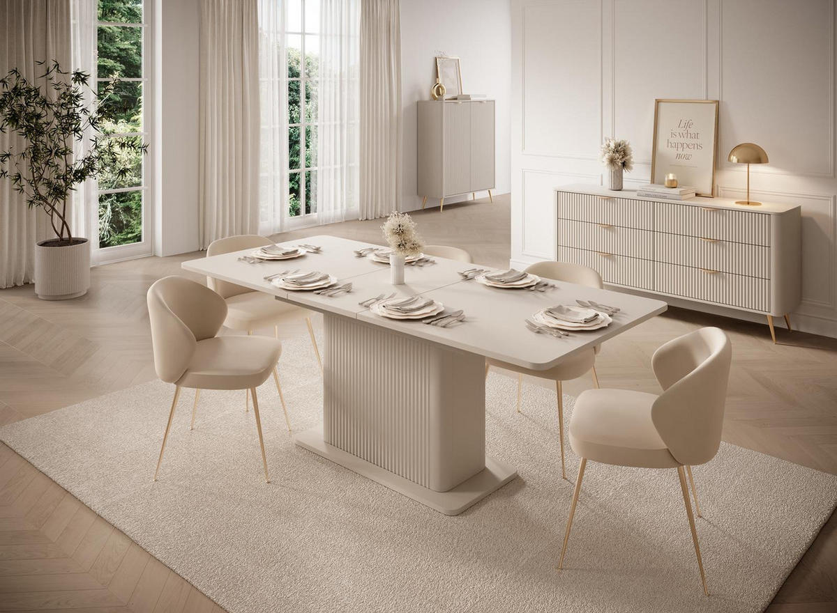 ESSTISCH Beige BELLO - Beige, Holzwerkstoff (90/200/75cm) - Compleo24