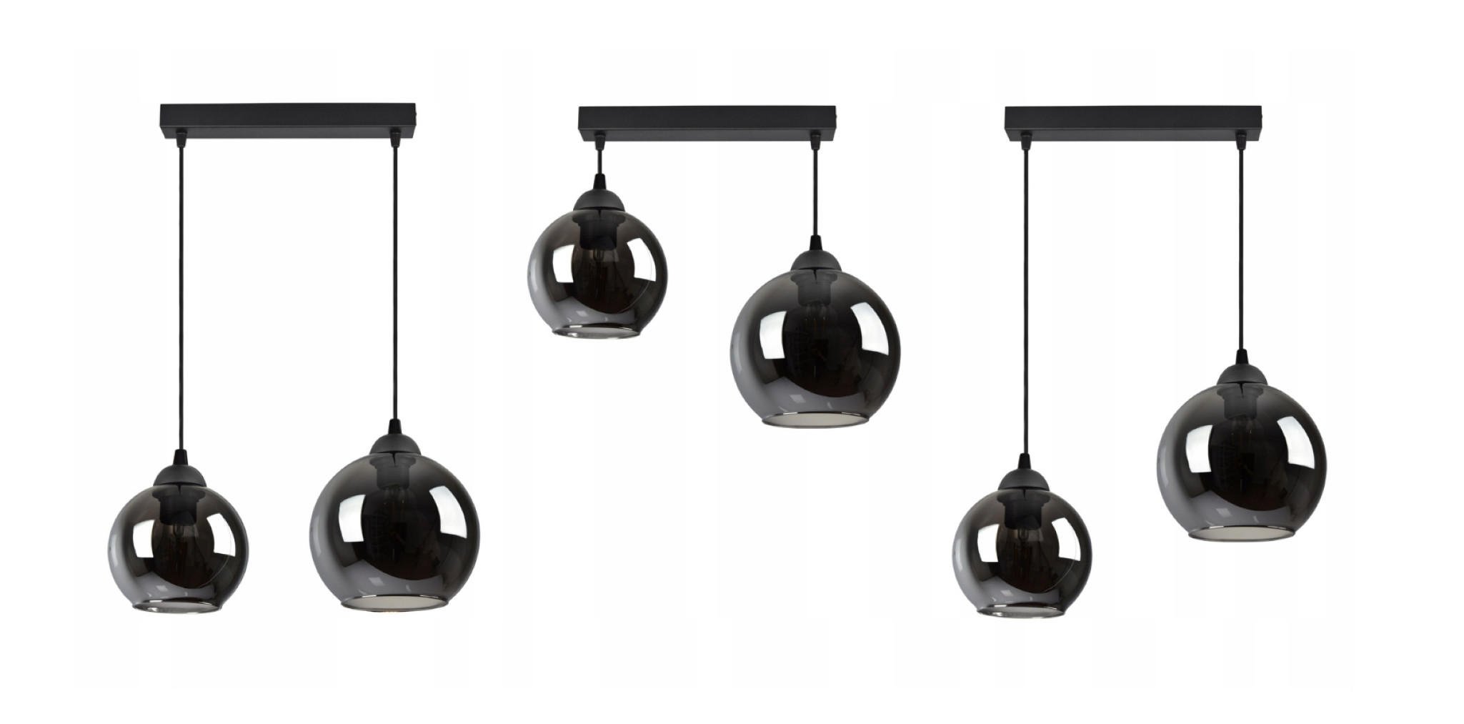 PENDELLEUCHTE HAGEN - Transparent/Anthrazit, Glas/Metall (18/30/80cm) - kiki design