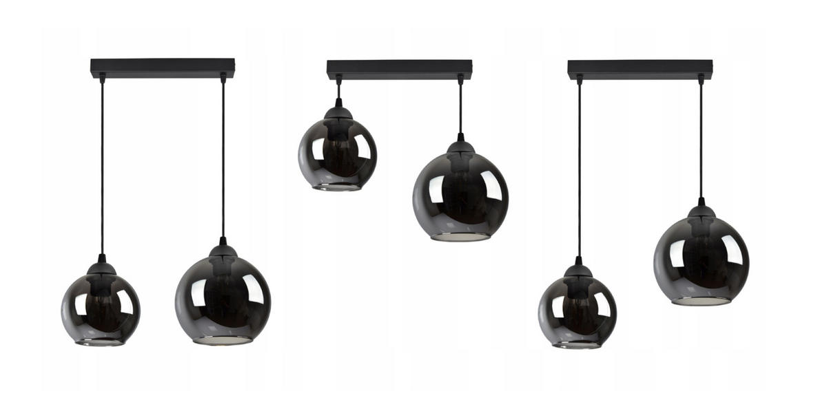 PENDELLEUCHTE HAGEN - Transparent/Anthrazit, Glas/Metall (18/30/80cm) - kiki design