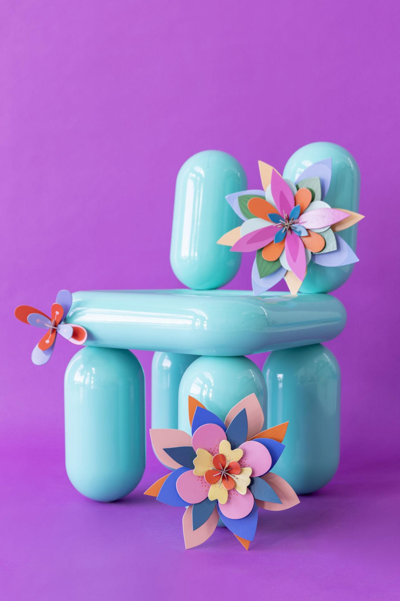 WANDDEKO Papierblumen-Blüte 10/32 cm - Multicolor, Wellpappe (10/32/32cm) - KUNSTLOFT