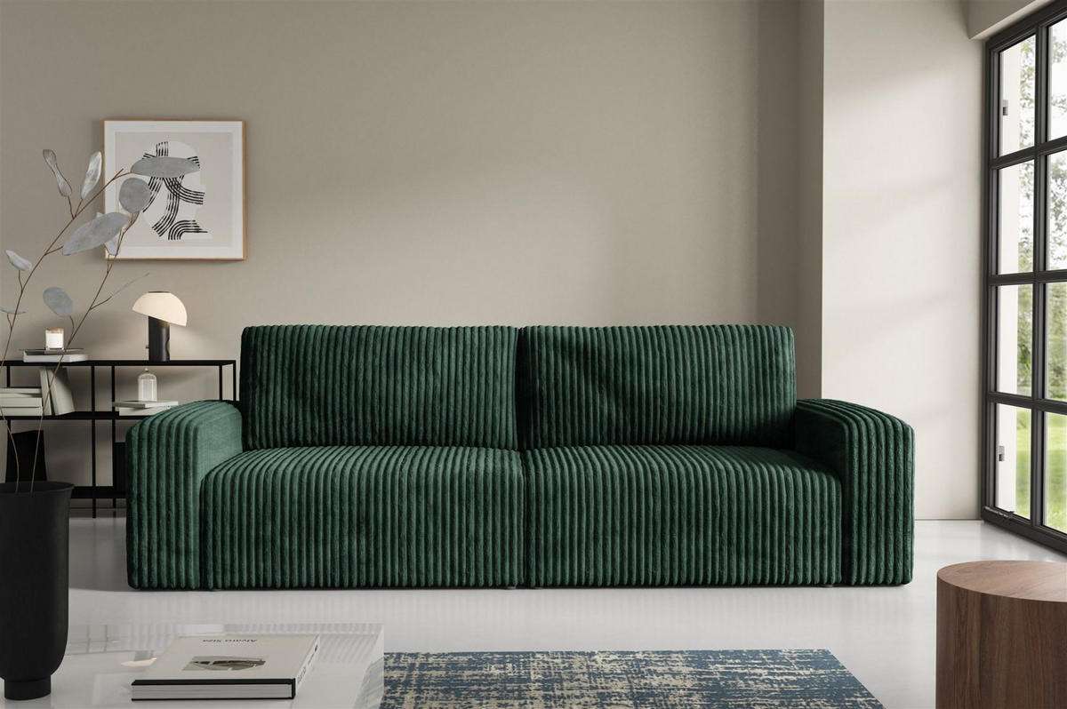 SCHLAFSOFA Natalia - Grün, Holzwerkstoff/Textil (252/85/105cm) - Fun Möbel