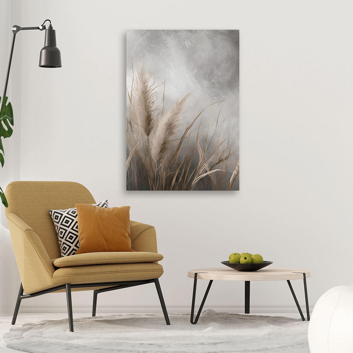 WANDBILD gras natur botanik - Grau, Textil (40/60cm) - Feeby