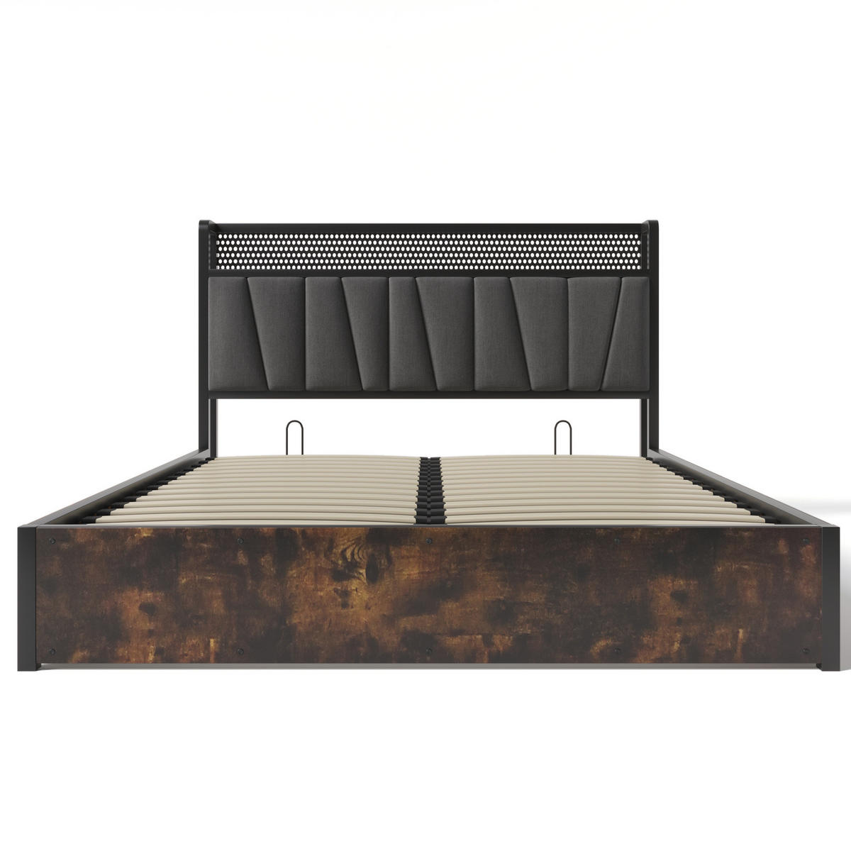 POLSTERBETT aus Leinen 140x200 cm in Grau mit LED-Kopfteil & USB - Grau, Textil (140/200cm) - Modfu