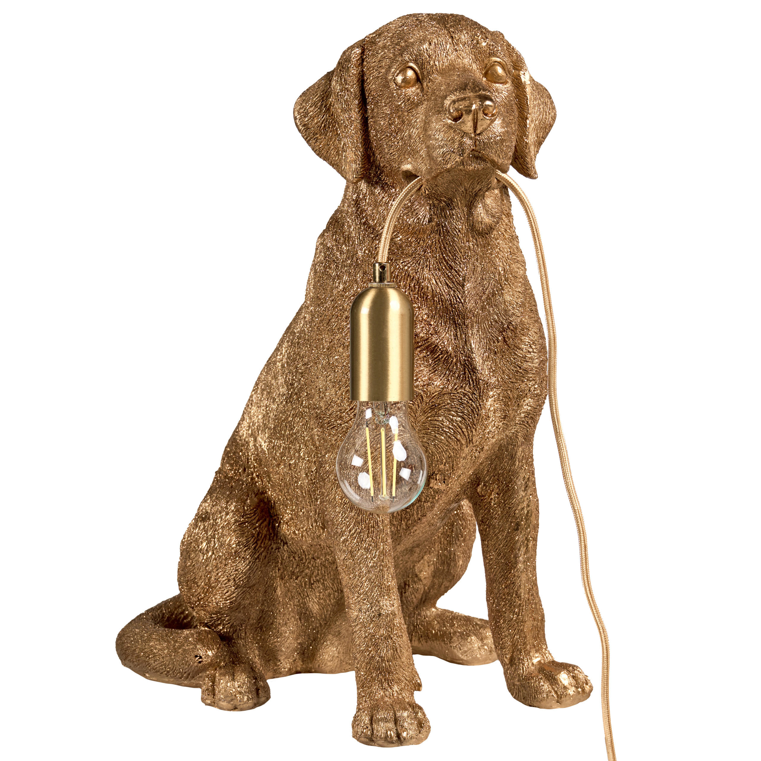 TISCHLAMPE Hund Gold Marley - Messingfarben/Goldfarben, Kunststoff (34/26/49cm) - Beliani
