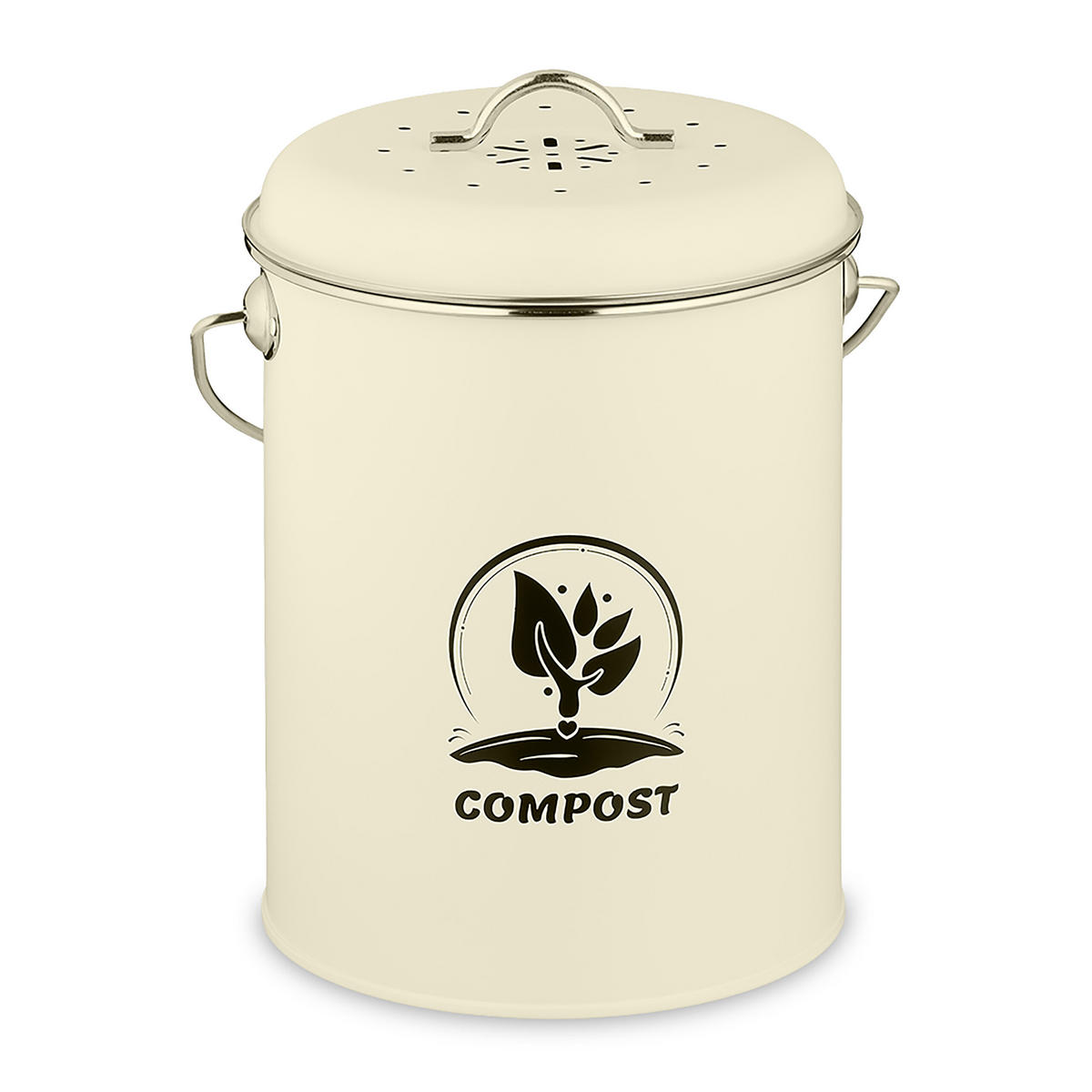 KOMPOSTOVÝ kôš - krémová, kov/textil (22/27/19cm) - Relaxdays