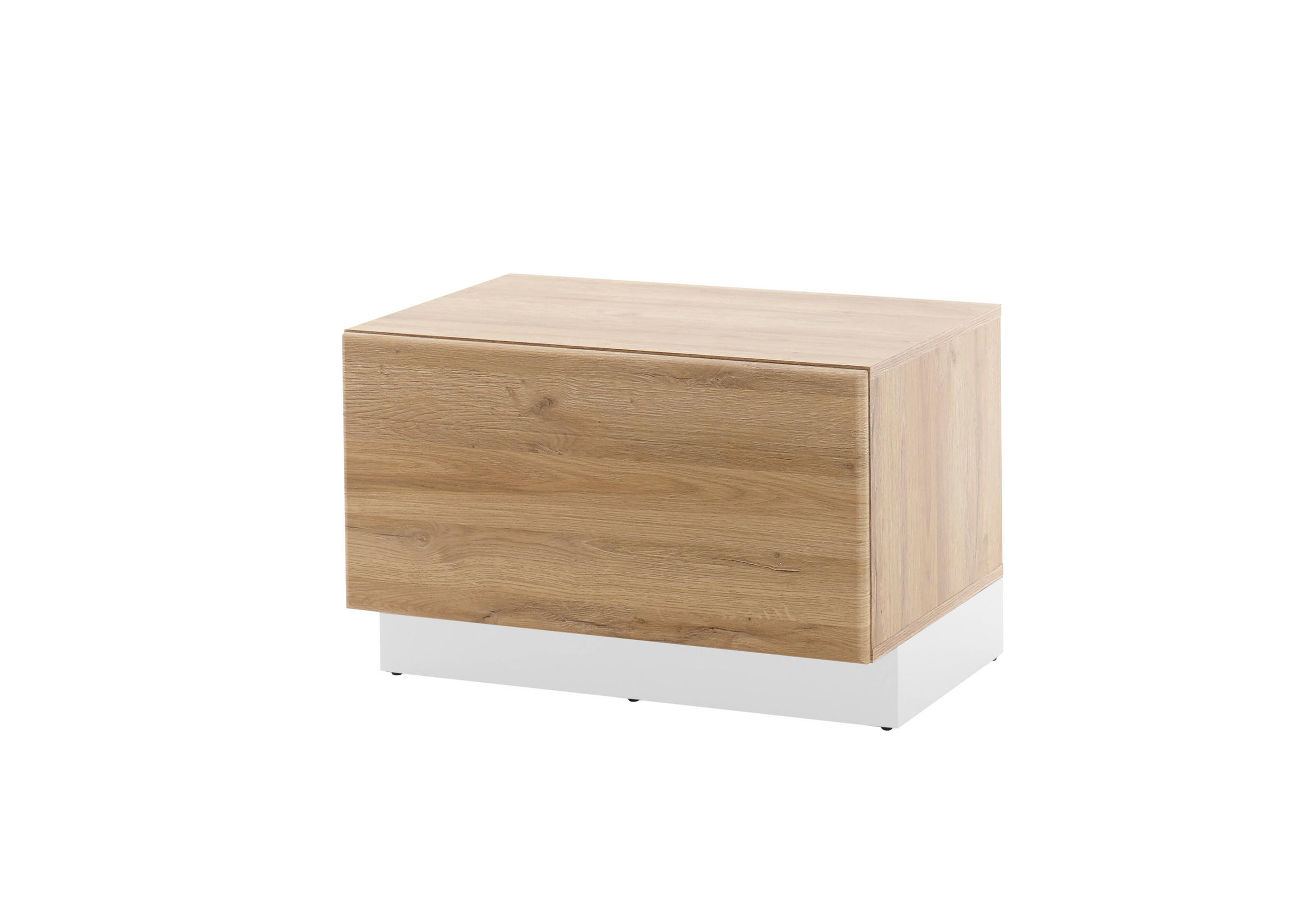 LOWBOARD M14 Weiß Hochglanz & Grandson Oak hell 70/46/48 cm schmal - Eichefarben, Holzwerkstoff (70/46/48cm) - Livojo
