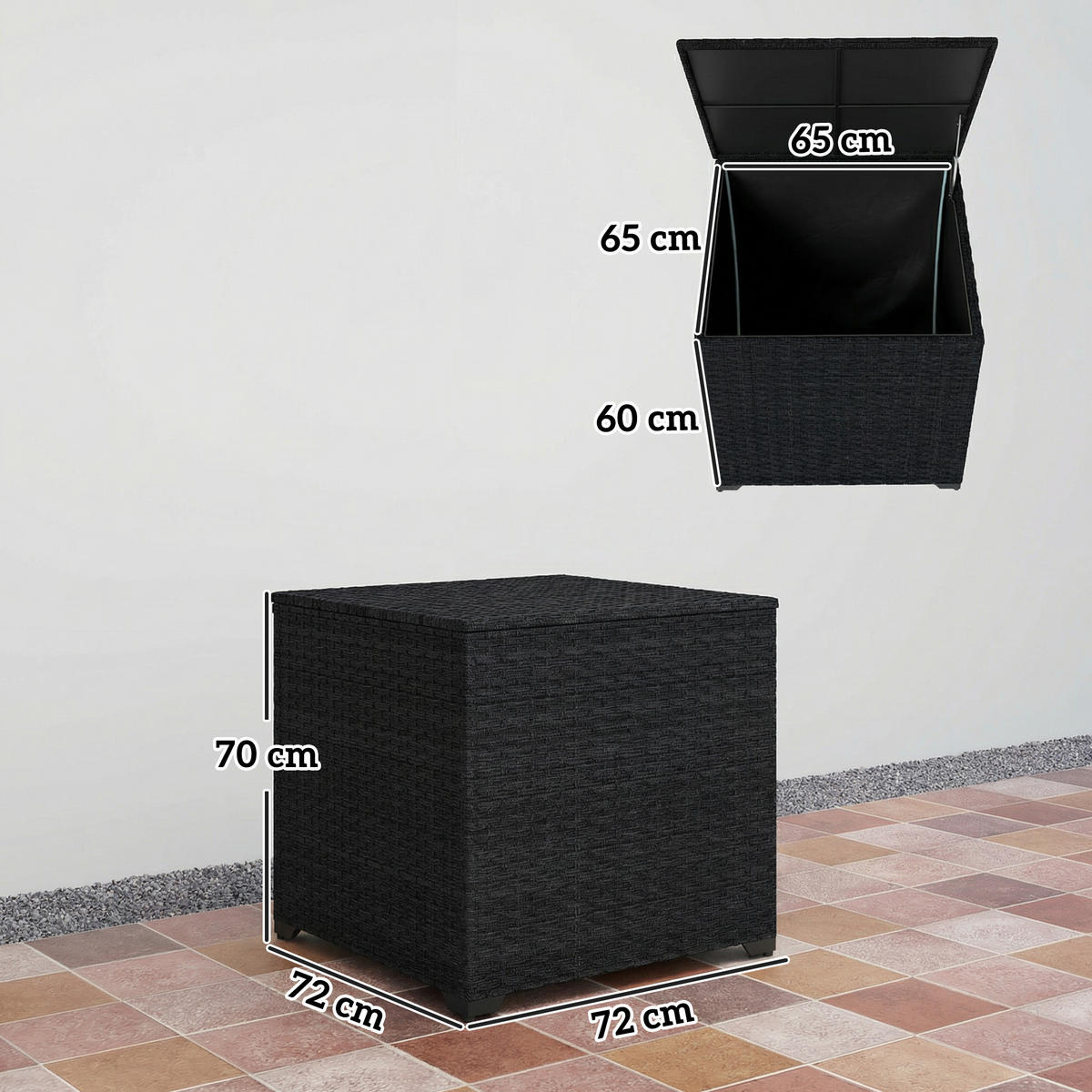 KISSENBOX DE-13703 253 Liter wasserdicht mit Reißverschlussfutter Schwarz - Schwarz, Metall (72/70/72cm) - ComfortXL