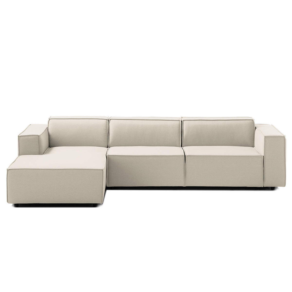 ECKSOFA mit Longchair - Schwarz/Weiß, Kunststoff/Textil (294/177cm) - home24