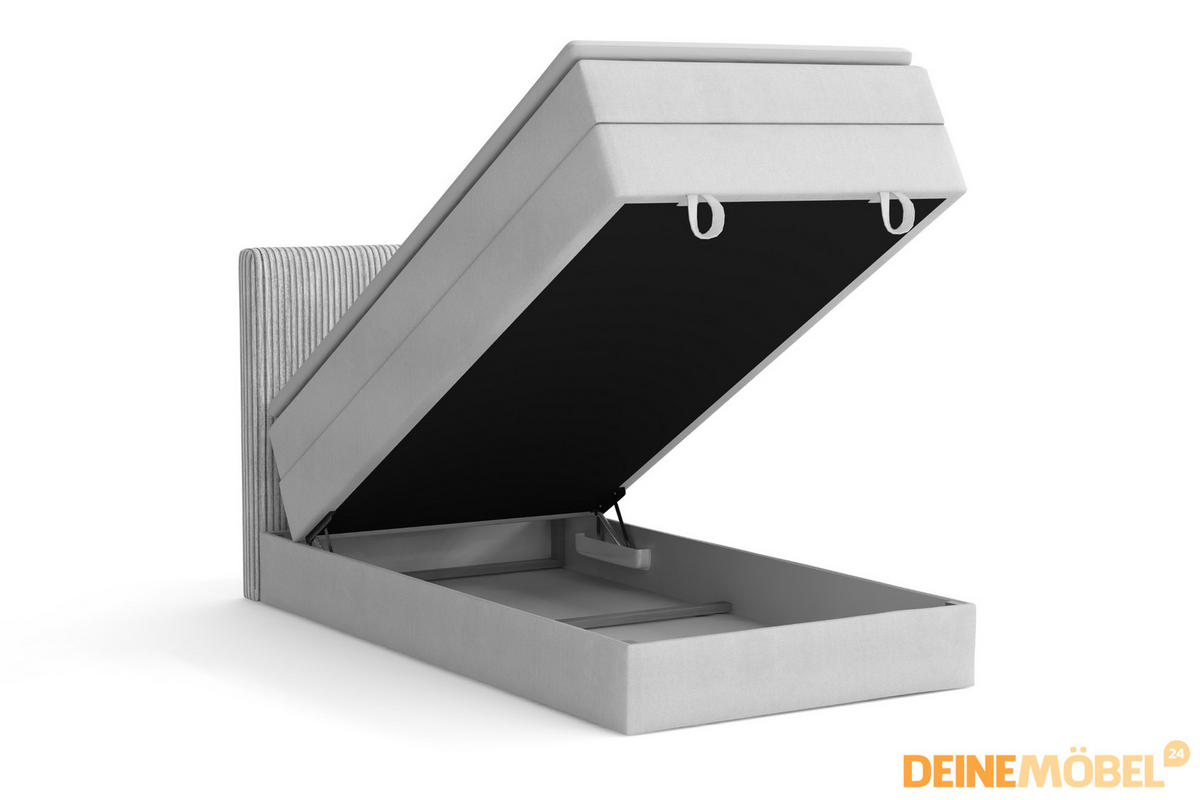 BOXBETT ORO 100/200 in Velours/Cord Ecru - Ecru, Holz/Holzwerkstoff (100/200cm) - Deine Möbel 24