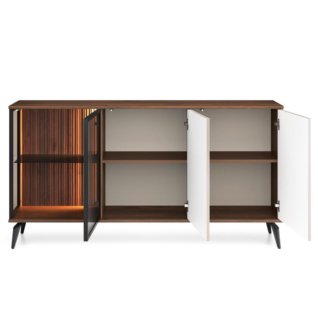 Thumbnail - Masseno Sideboard, Nussbaum, Holzwerkstoff, 154x80x39 cm, Wohnzimmer, Kommoden & Sideboards, Sideboards