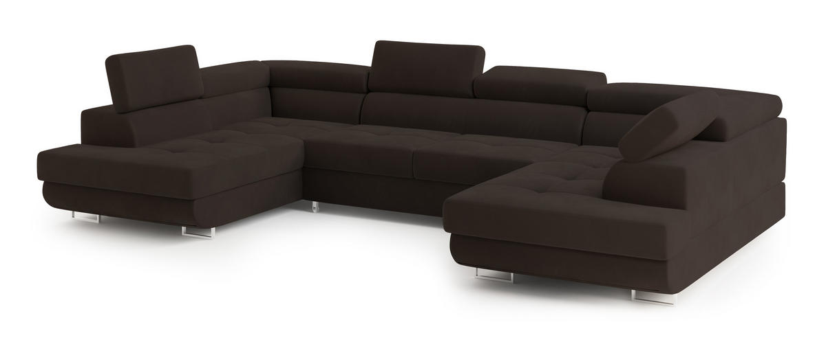 ROHOVÁ SEDAČKA RAGGIO hnědá - stříbrná/hnědá, kov/dřevo (336/202cm) - MASSENO