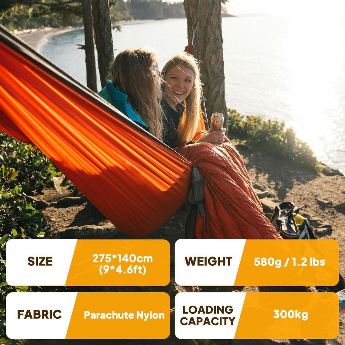 HÄNGEMATTE Orange / Grau 275 x 140 cm - Orange, Textil (140/2.5/275cm)