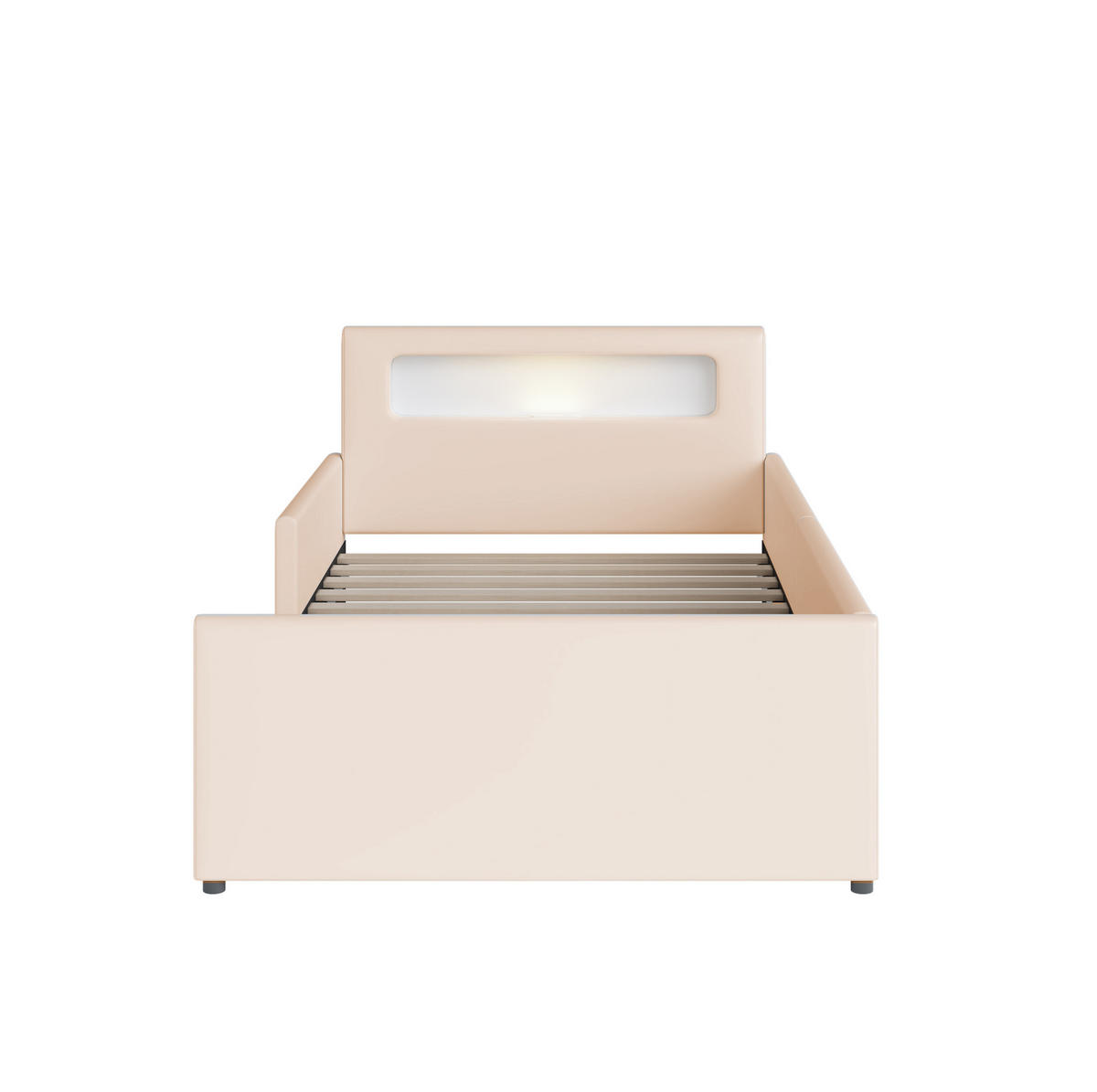 KINDERBETT 90/200 cm aus Kunstleder mit Nachtlicht und USB-Anschluss Beige - Beige, Textil (90/200cm) - Modenvie