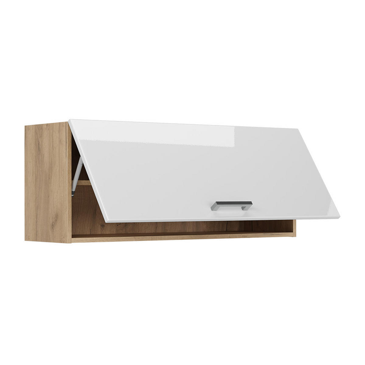 HÄNGESCHRANK R-Line, Weiß Hochglanz/Goldkraft Eiche, 100 cm Flach - Honigeiche/Weiß Hochglanz, Holzwerkstoff (100/40/31cm) - Vicco