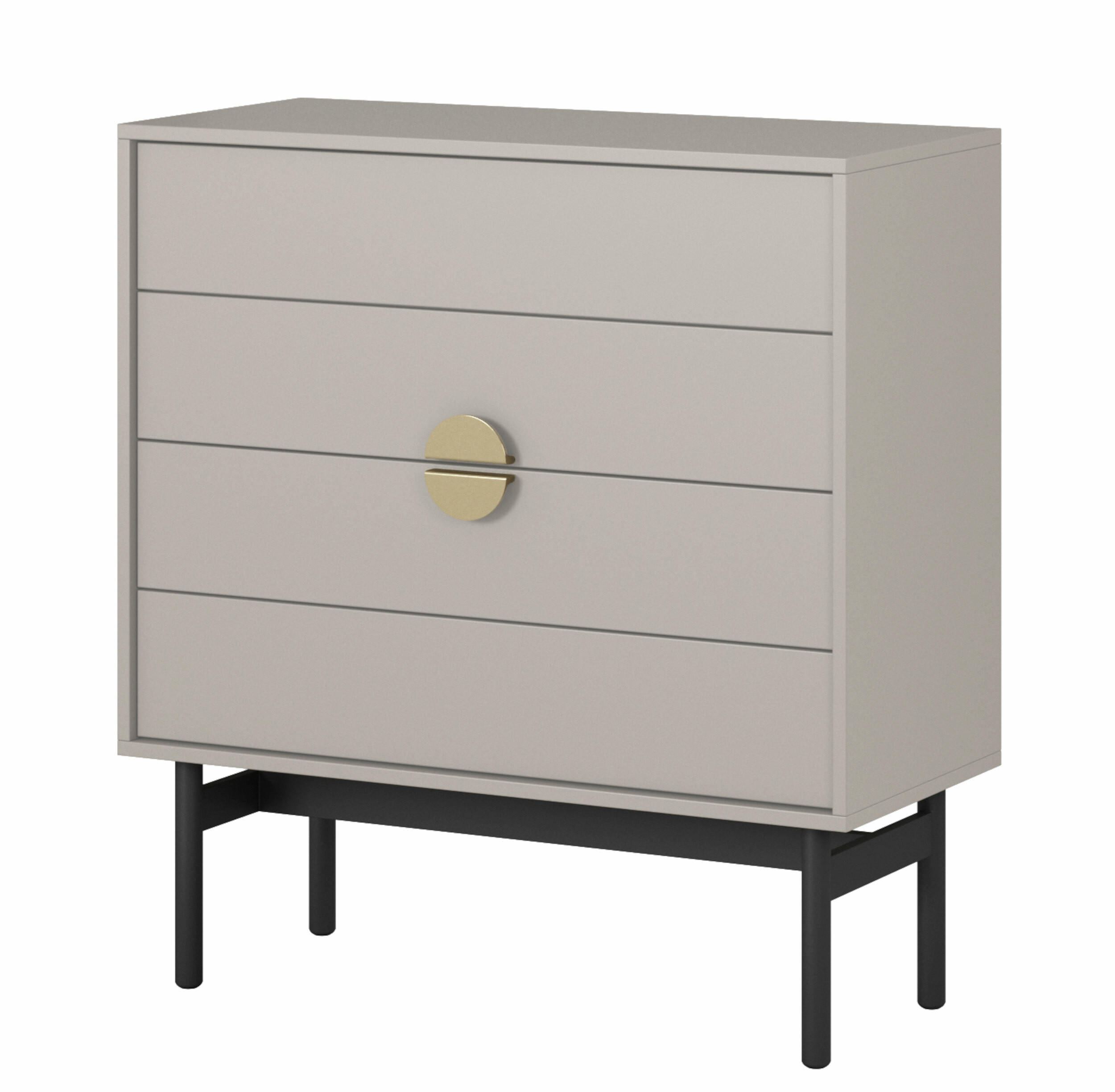 KOMMODE Stoon Grau-Beige 85,5 cm - Greige/Goldfarben, Holzwerkstoff/Metall (85.5/93/38cm) - Selsey